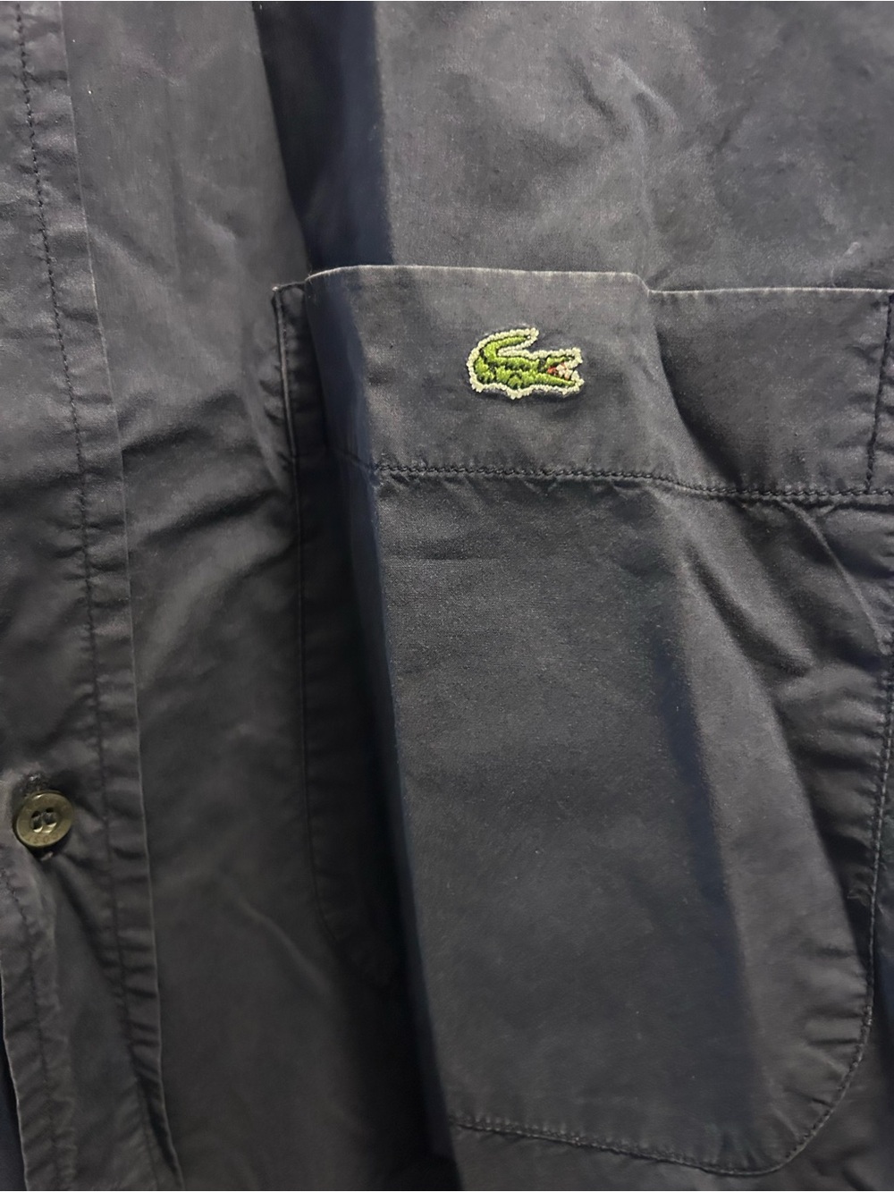Lacoste Navy Shirt with Green Crocodile Patch NAVY BLUE